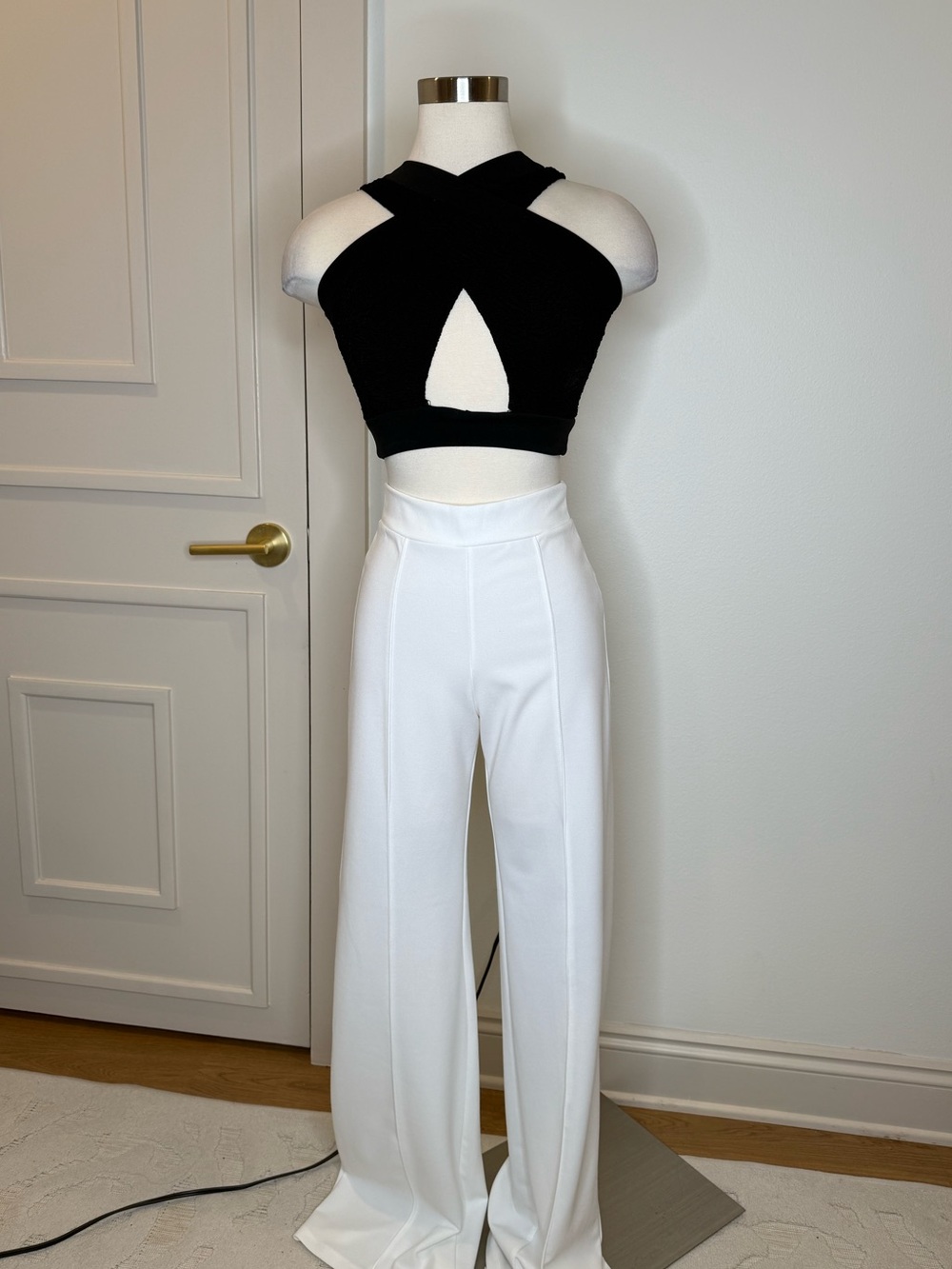High-Waist Wide-Leg White Pants for Women